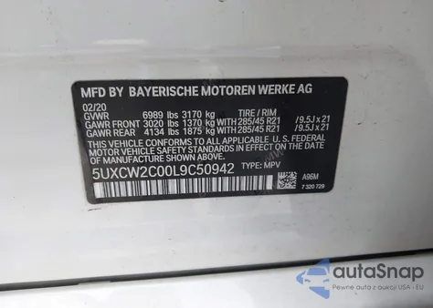 2020 BMW X7 xDrive40I из США, поврежденный, VIN 5UXCW2C00L9C50942